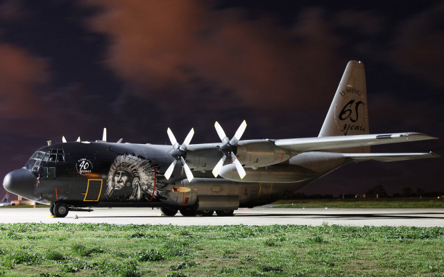 Military plane night runway clouds free wallpaper - medium preview image