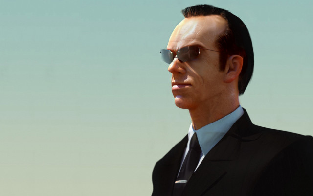 Man suit sunglasses portrait blue free wallpaper - medium preview image