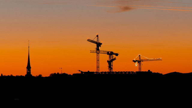 Sunset building crane construction constructivism free wallpaper - medium preview image