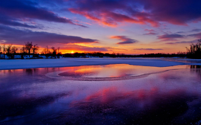 Sunset reflecting sky clouds frozen free wallpaper - medium preview image