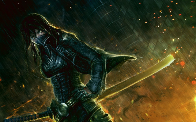 Woman sword fire water epic free wallpaper - medium preview image