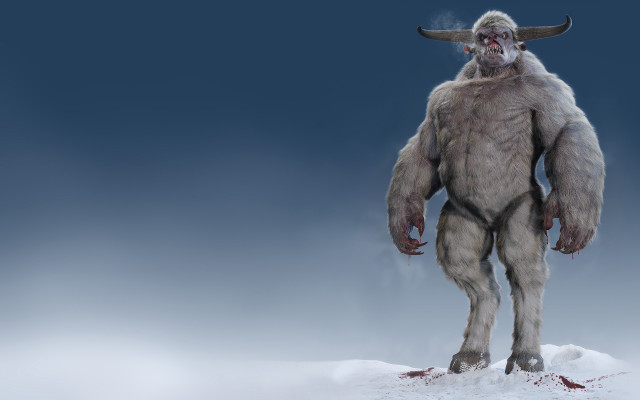 Big furry creature horns snow free wallpaper - medium preview image