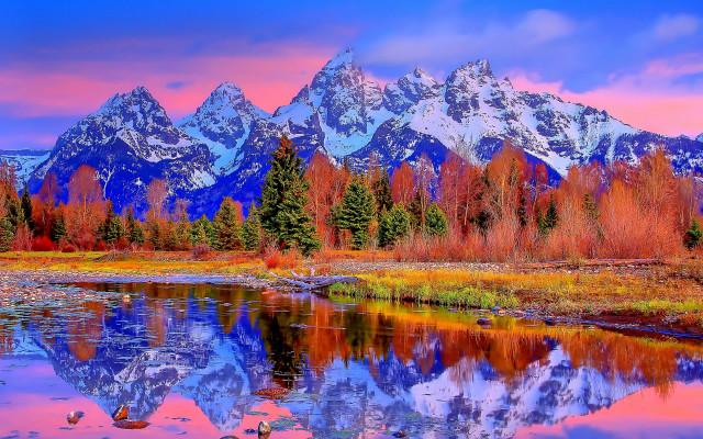 Mountain lake trees sunset clouds #2 free wallpaper - medium preview image
