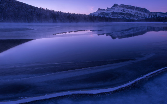 Mountain reflection dusk purple sky free wallpaper - medium preview image