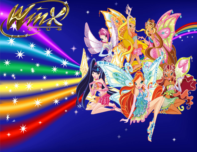 Fairy princesses sitting rainbow background free wallpaper - medium preview image