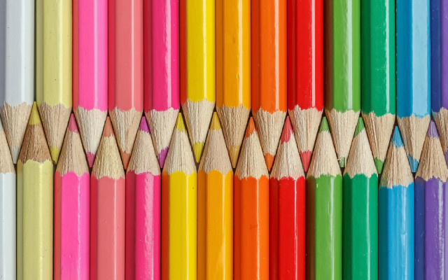 Colored pencils child drawing triadic free wallpaper - medium preview image