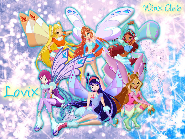 Cartoon characters snowflakes background winter free wallpaper - medium preview image