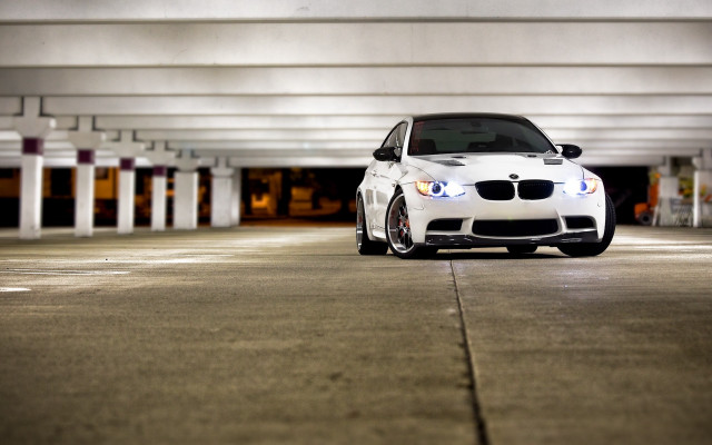 White car parking garage parking free wallpaper - medium preview image
