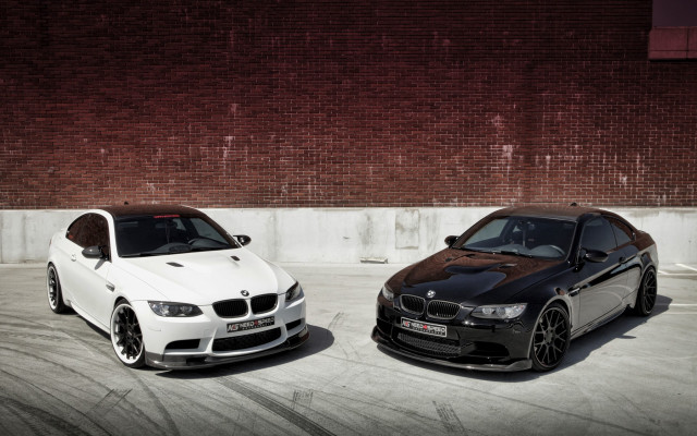 Two cars brick wall white free wallpaper - medium preview image
