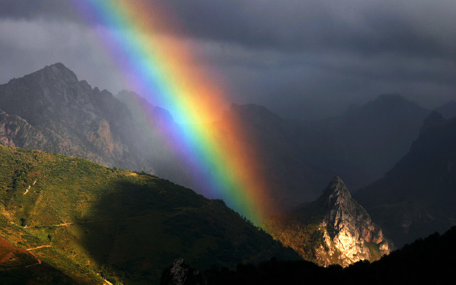 Rainbow mountain horizon mystical colors free wallpaper - medium preview image