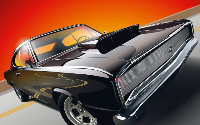Black car yellow stripe red free wallpaper - medium preview image