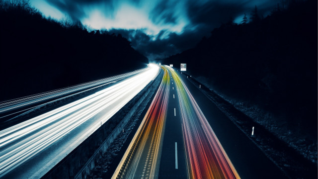 Highway long exposure cloudy night free wallpaper - medium preview image