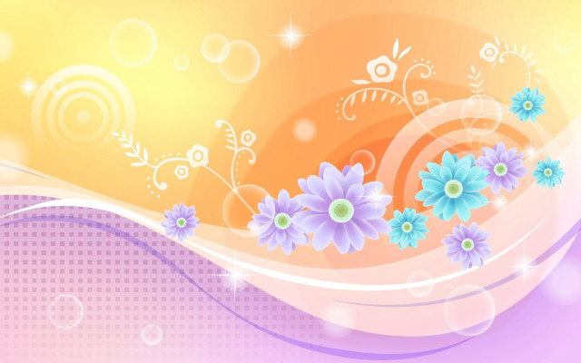 Colorful flower bubbles butterfly abstract free wallpaper - medium preview image
