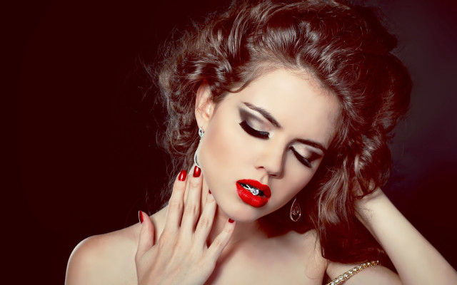 Gothic fashion red lips nails free wallpaper - medium preview image