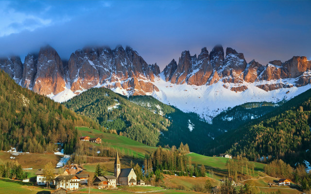 Mountain range village snow capped free wallpaper - medium preview image
