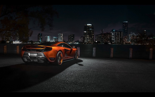 Night cityscape neon car water free wallpaper - medium preview image