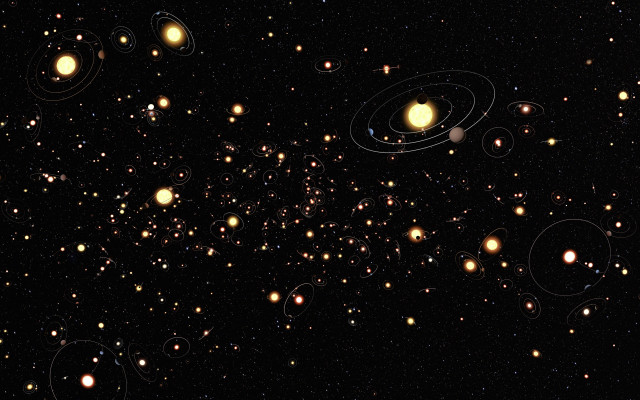 Planets star astronaut space flowers free wallpaper for desktop - medium preview image