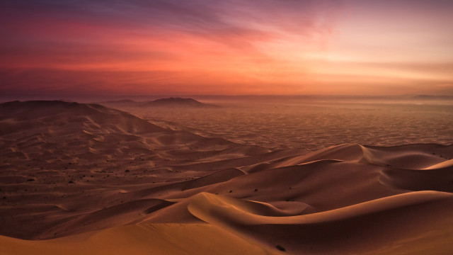 Sunset desert sand dunes mountains free wallpaper - medium preview image