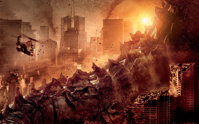 Dinosaur city attack matte helicopter free wallpaper - medium preview image