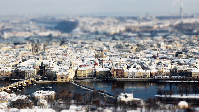 Snowy city bridge river tokyo free wallpaper - medium preview image