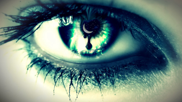 Blue tear gothic eye glowing free wallpaper - medium preview image