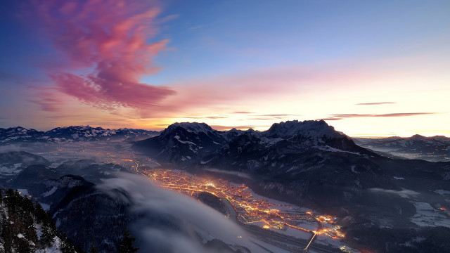 City mountain sunset clouds fire free wallpaper - medium preview image