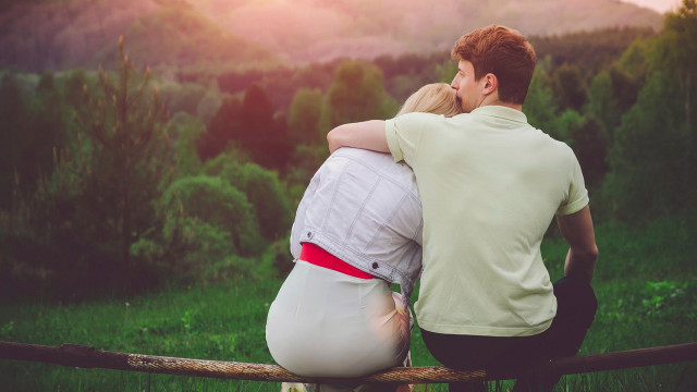 Romantic couple sunset forest hills free wallpaper - medium preview image