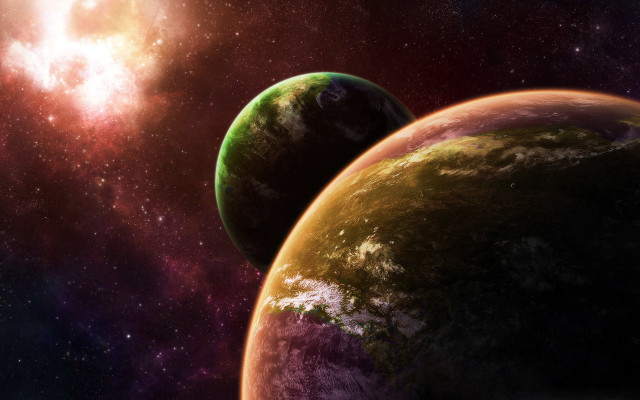 Outer space planets bright star free wallpaper - medium preview image