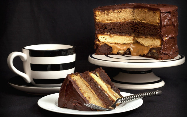 Cake plate fork coffee tablecloth free wallpaper - medium preview image