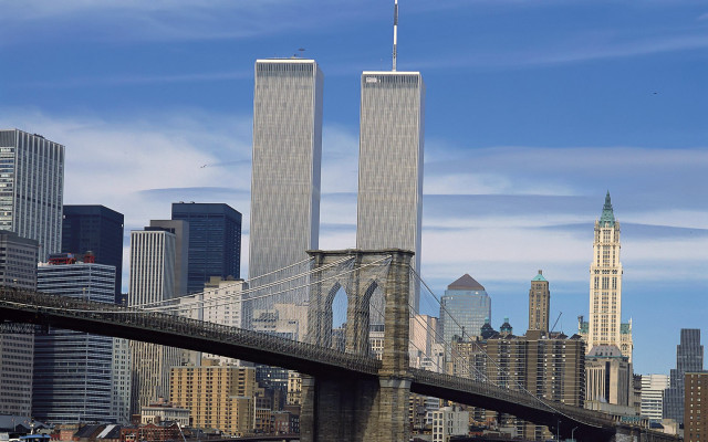 Bridge boat towers cityscape matte free wallpaper - medium preview image
