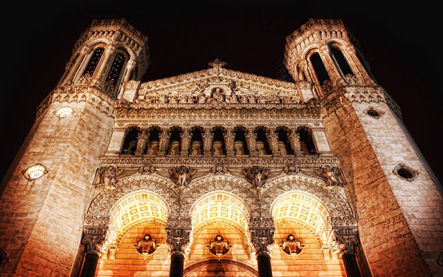 Cathedral clocktower night gothic neo free wallpaper - medium preview image