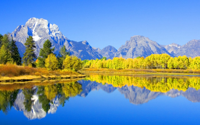 Mountain lake reflection trees sky #8 free wallpaper - medium preview image