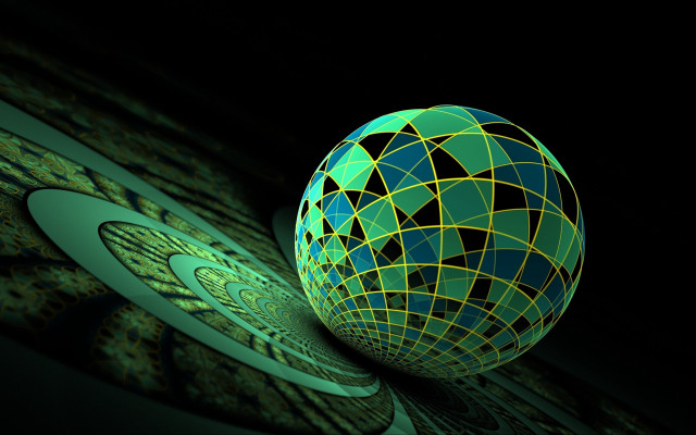 Green blue ball black background free wallpaper - medium preview image