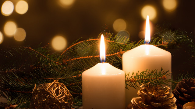 Candles pinecones garland moon night free wallpaper - medium preview image