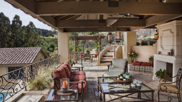 Patio couch chairs fireplace staircase free wallpaper - medium preview image