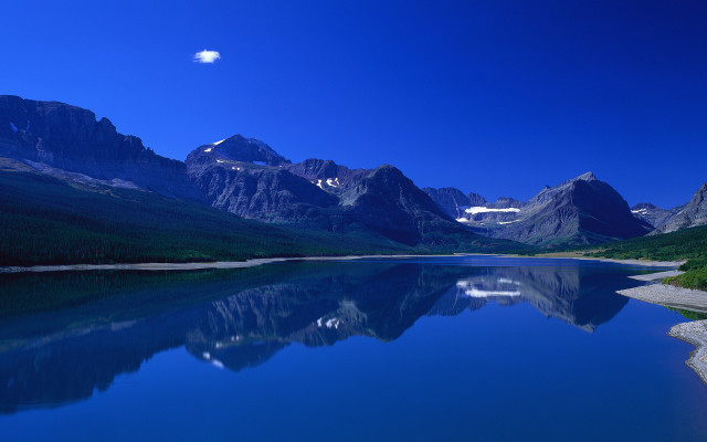 Mountain lake reflection moon nature free wallpaper - medium preview image
