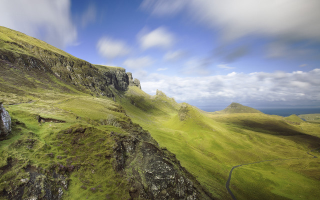 Grassy hill sheep clouds nature free wallpaper - medium preview image