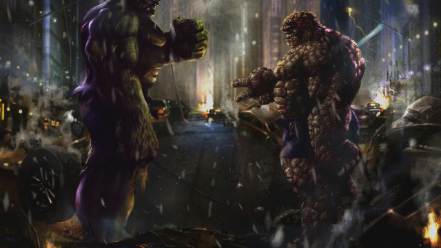 Giant monster cityscape night lighting free wallpaper - medium preview image