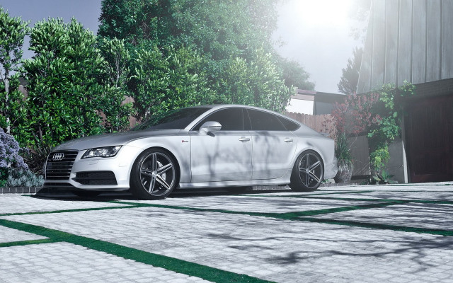 White car house sunny day free wallpaper - medium preview image