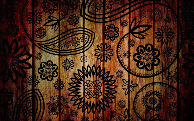 Wooden flower leaf pattern folk free wallpaper - medium preview image
