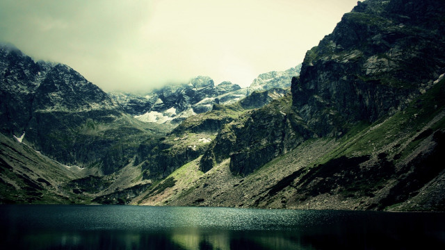 Mountain lake forest cloudy sky #8 free wallpaper - medium preview image