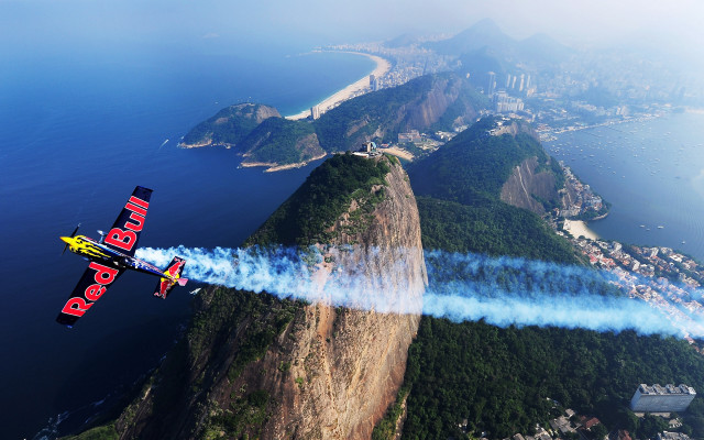 Red bull plane mountain blue free wallpaper - medium preview image