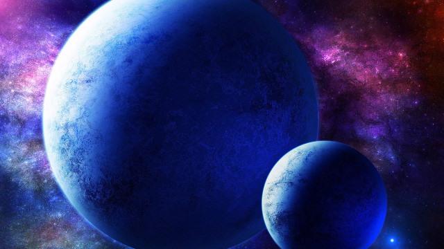 Blue planet space stars aurora free wallpaper - medium preview image