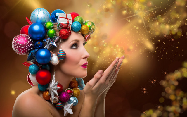 Christmas wreath bubbles ornaments magic free wallpaper - medium preview image