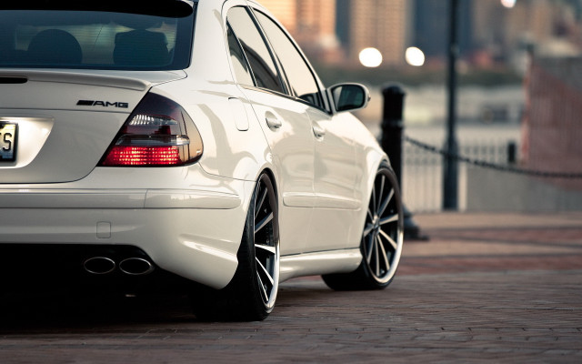 White car brick road fence free wallpaper - medium preview image