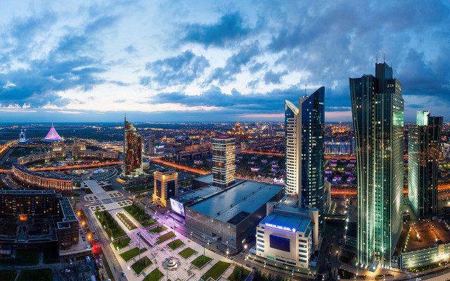 City night lights buildings cloudy #2 free wallpaper - medium preview image