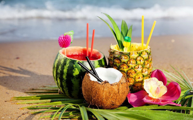 Tropical beach drink pineapple watermelon free wallpaper - medium preview image