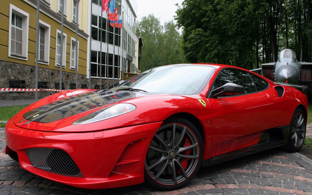 Red sports car brick road #11 free wallpaper - medium preview image