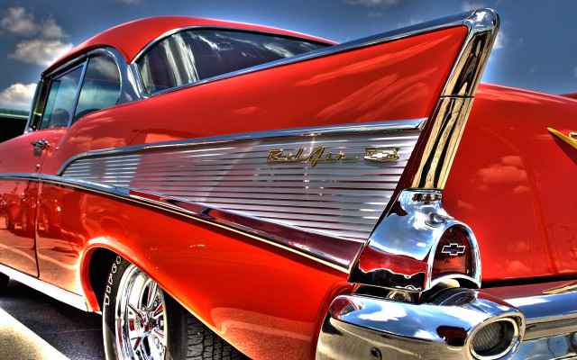 Red classic car hood up free wallpaper - medium preview image