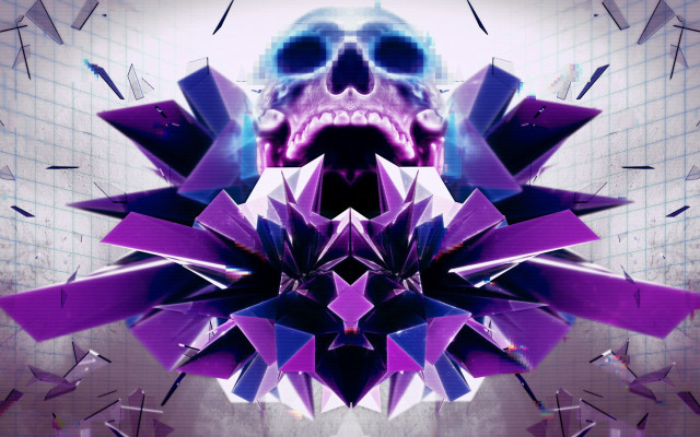 Skull purple starburst holography cyberpunk free wallpaper - medium preview image